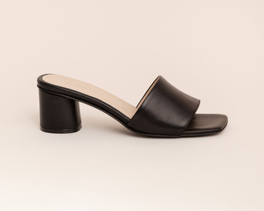 Black wide-fit heels for women