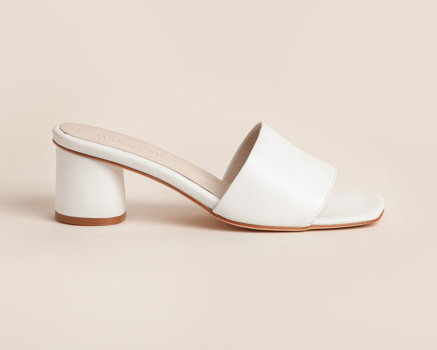 White wide-fit heels for women